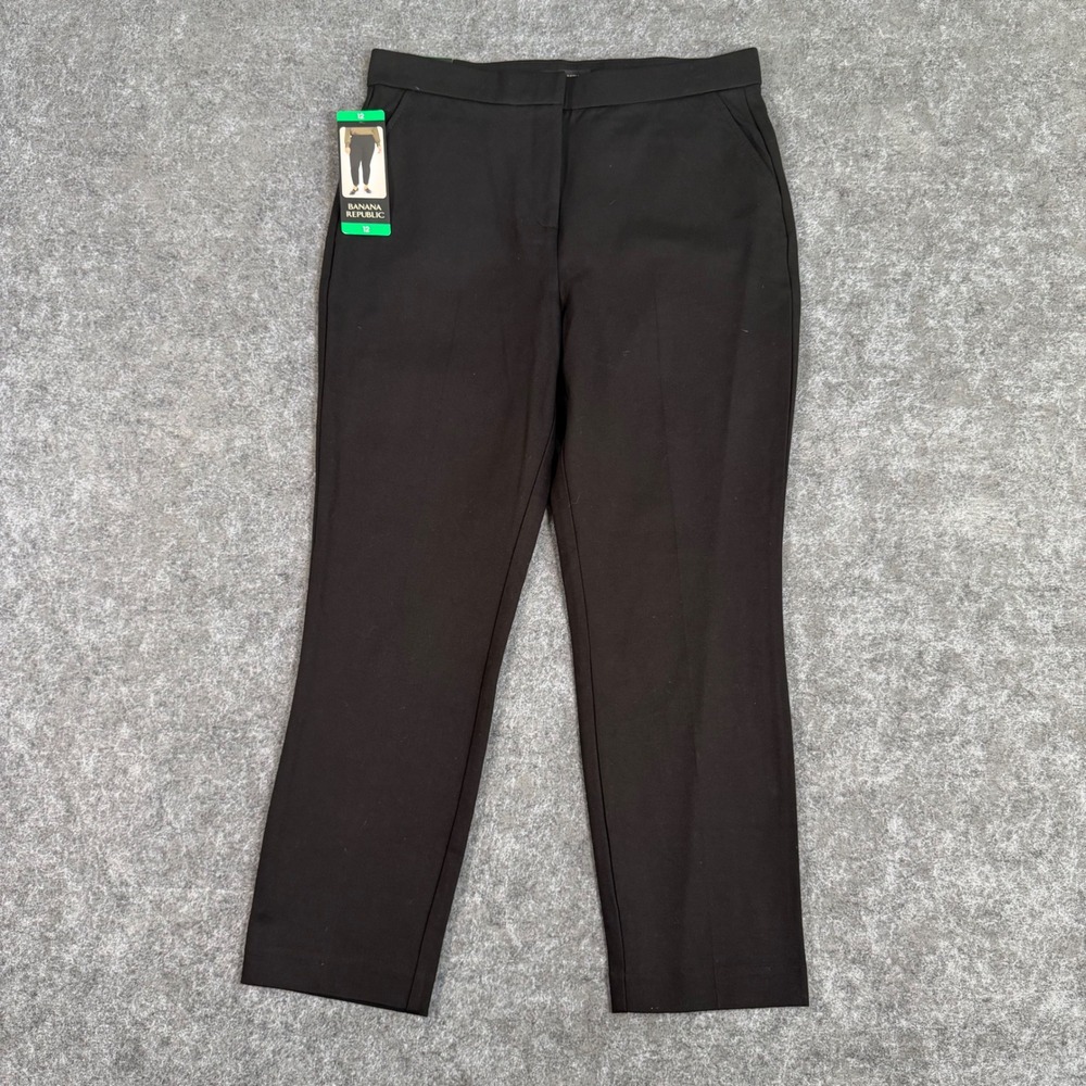 Banana Republic Sloan Slim Ankle Pants Black Womens 12 Stretch Trousers NWT
